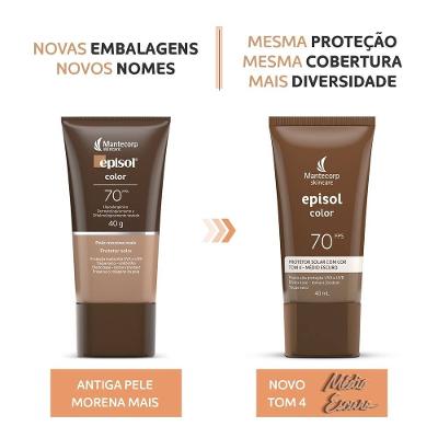 Protetor Solar Episol Color Tom 4 Médio Escuro Fps 70 40ml