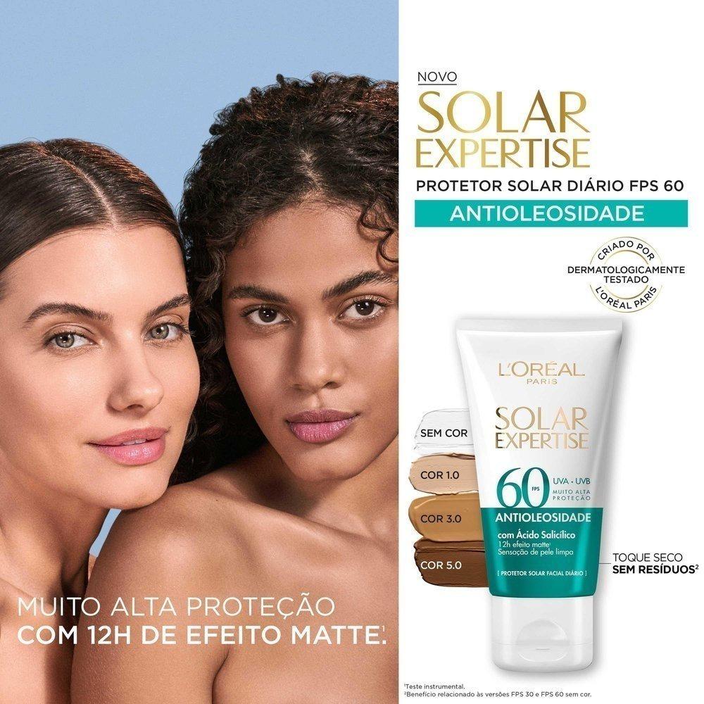 Protetor Solar Facial Loréal Paris Solar Expertise Antioleosidade Fps60 Cor 3.0 Média 40g - 5