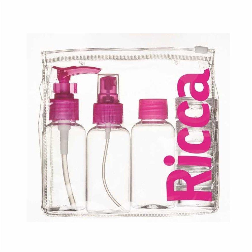 Kit Para Viagem Ricca Com 3 Frascos De 80ml E 5 Potes - 1