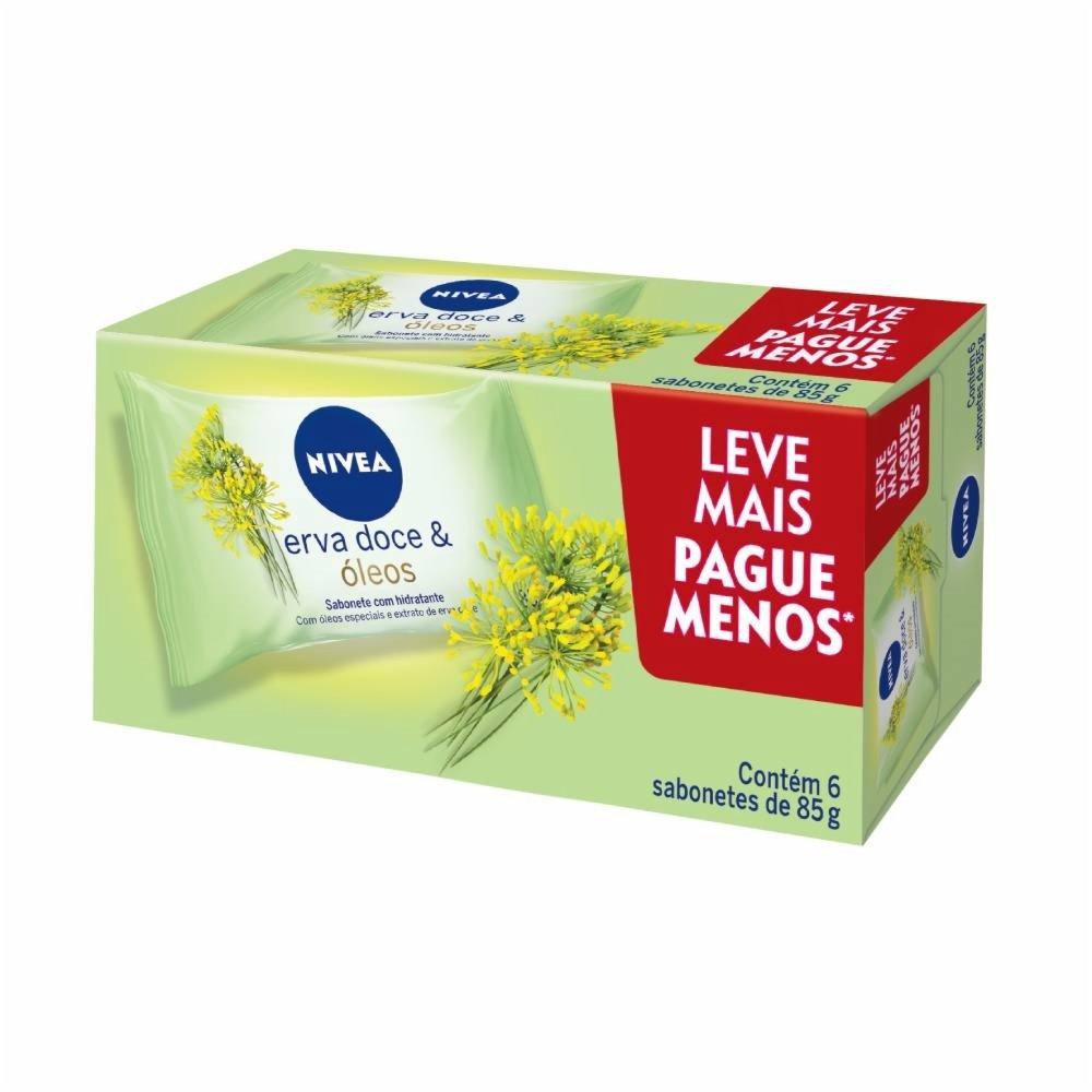 Kit Sabonete Em Barra Nivea Hidratante Erva Doce Promo 6 Unidades 85g Cada - 1