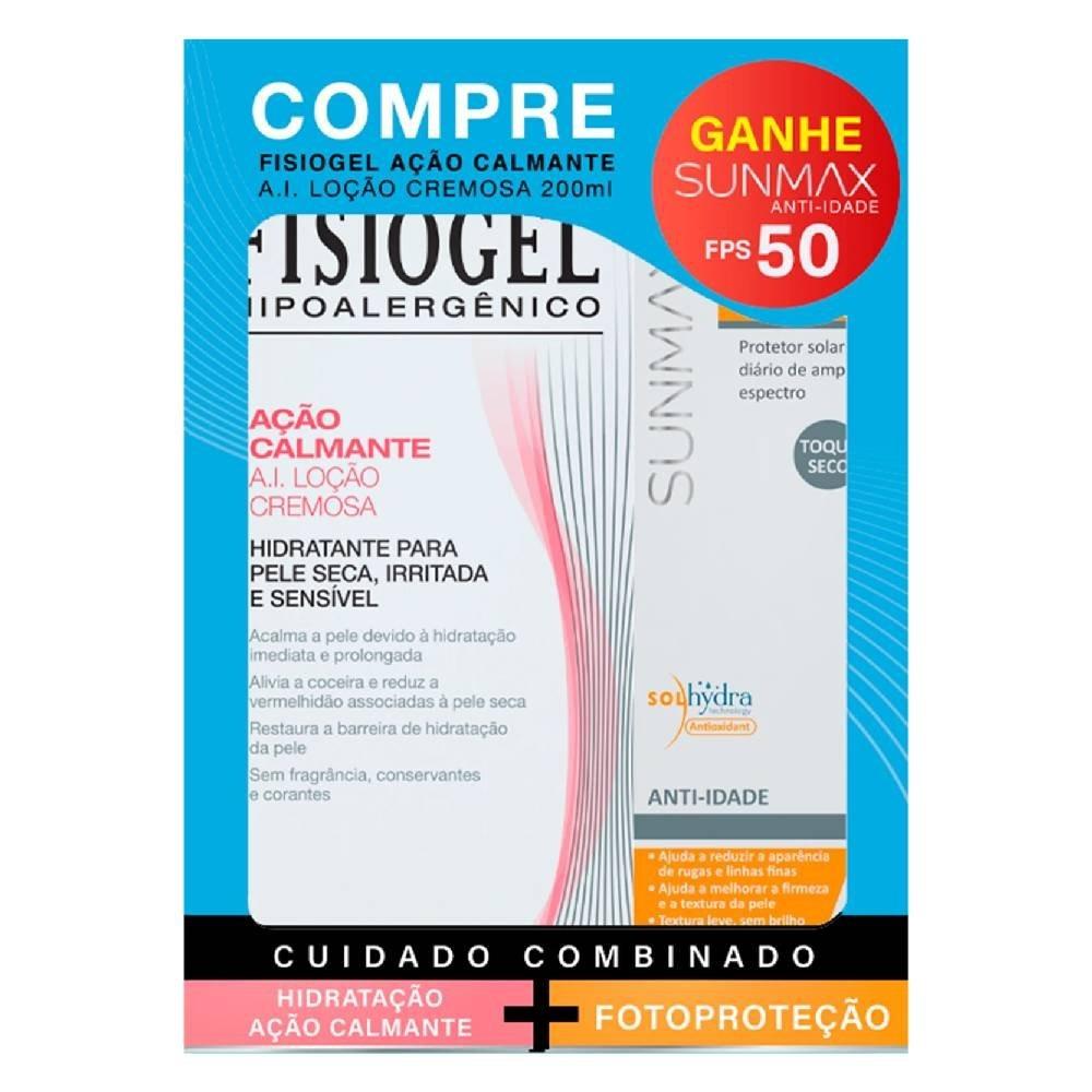 Kit Loção Cremosa Fisiogel Ai 200ml Ganhe Protetor Solar Sunmax Anti- Idade Fps50 60ml - 1