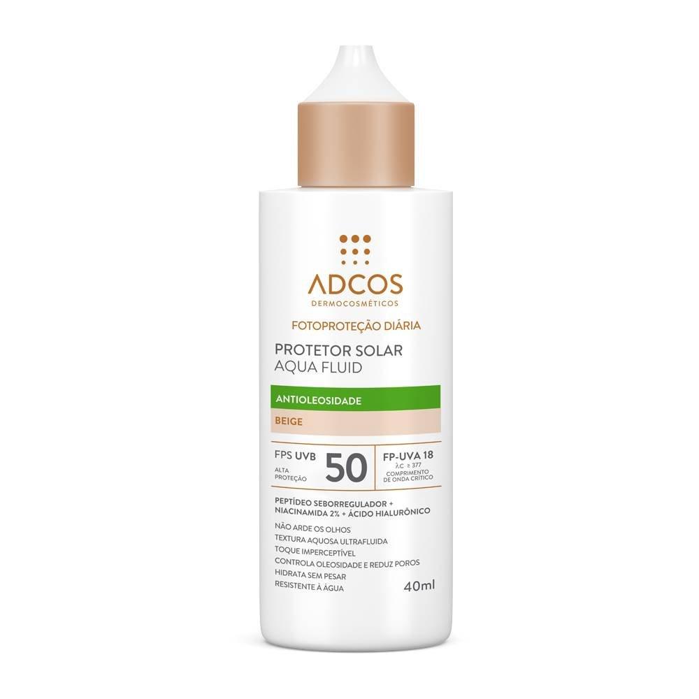 Protetor Solar Facial Adcos Aqua Fluid Antioleosidade Fps 50 Beige 40ml - 1