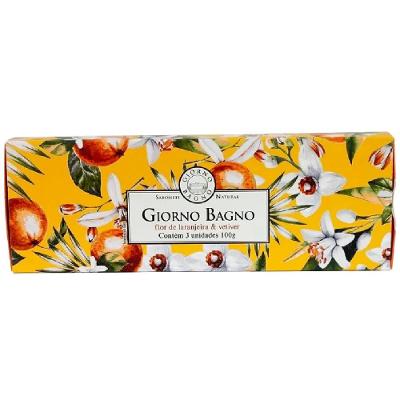 Kit Sabonetes Em Barra Giorno Bagno Flor De Laranjeira E Vertiver 3 Unidades De 100g