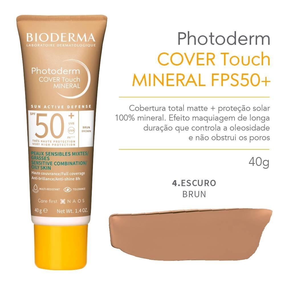 Protetor Solar Facial Bioderma Photoderm Cover Touch Mineral Fps 50+ Cor 4.0 40g - 2