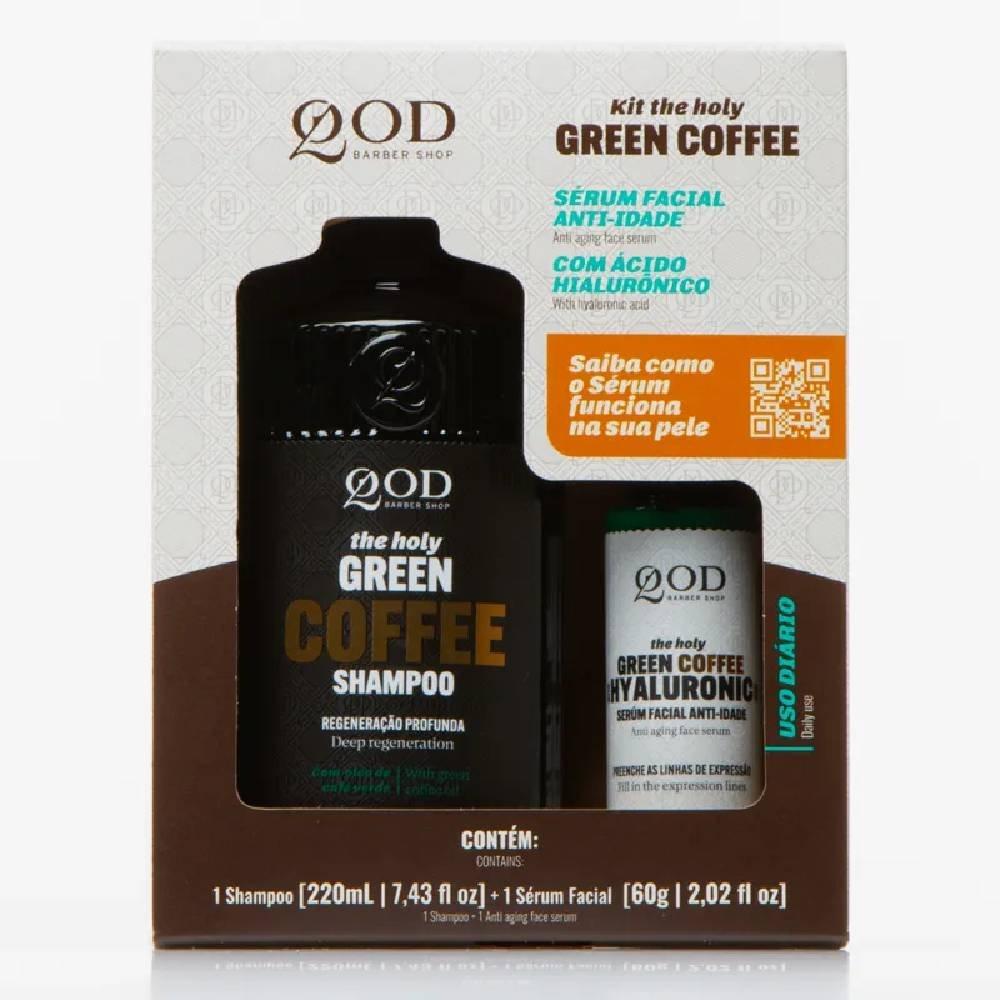 Kit Qod Café Verde Shampoo 220ml + Serum Facial C/ Ácido Hialurônico 60g - 1
