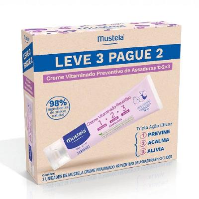 Creme Vitaminado Preventivo Para Assaduras Mustela 123 108g 3 Unidades