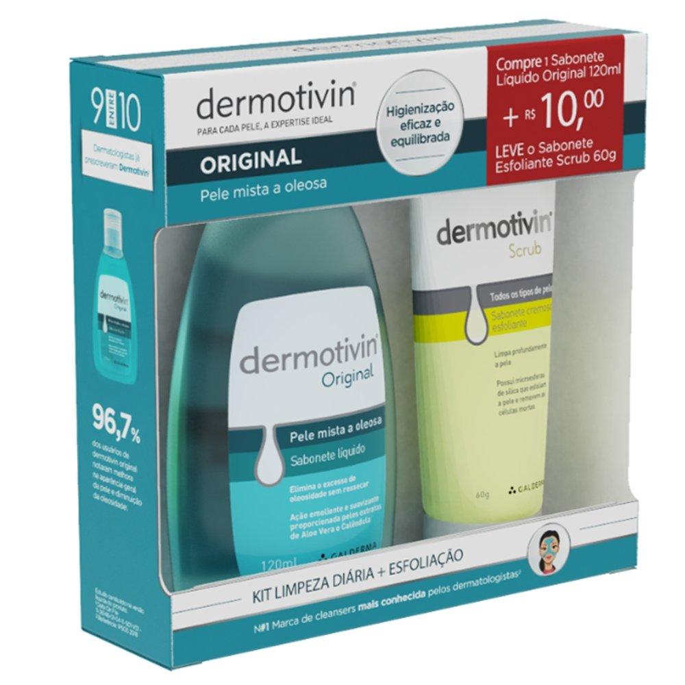 Kit Dermotivin Sabonete Líquido Original 120ml + Sabonete Esfoliante Scrub 60g - 2