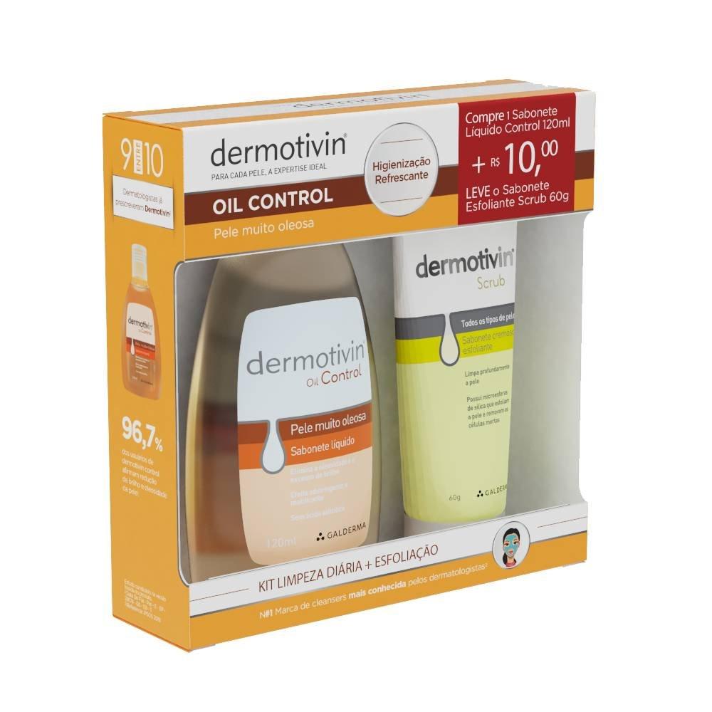Kit Sabonete Líquido Dermotivin Oil Control 120ml + Esfoliante Scrub 60g - 1