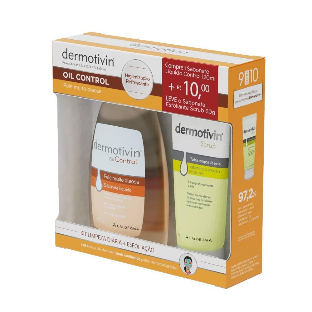 Kit Sabonete Líquido Dermotivin Oil Control 120ml + Esfoliante Scrub 60g - 3