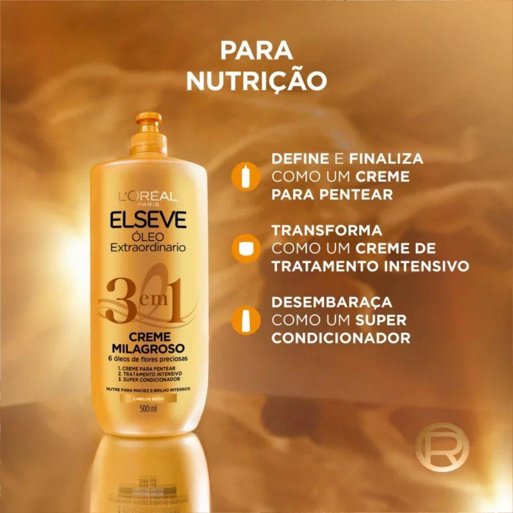 Creme Milagroso 3 Em 1 Elseve Óleo Extraordinário 500ml - 2