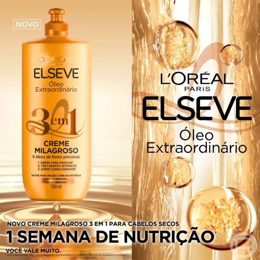 Creme Milagroso 3 Em 1 Elseve Óleo Extraordinário 500ml - 3