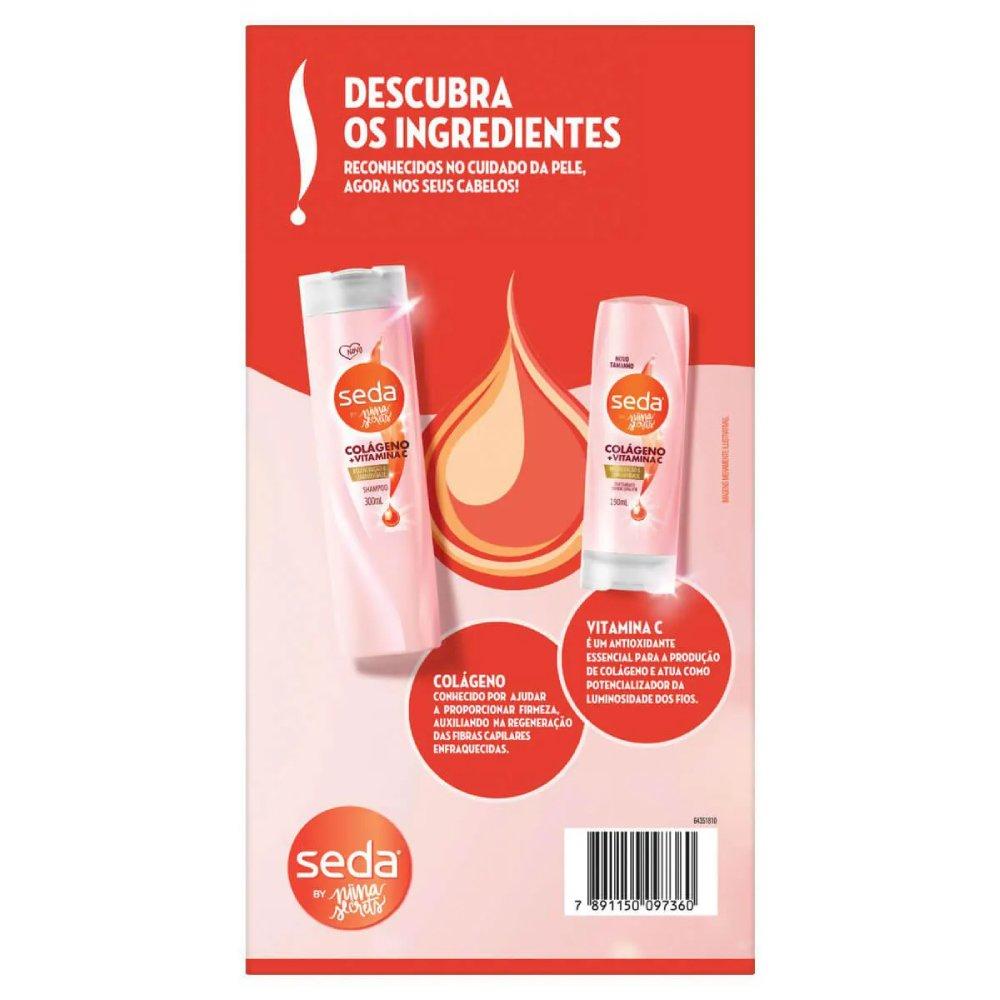 Kit Seda By Niina Secrets Colágeno + Vitamina C Shampoo 300ml + Condicionador 190ml - 3
