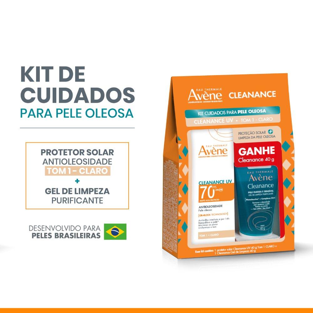 Kit Avène Cleanance Protetor Solar Antioleosidade Fps70 Tom Claro 40g + Gel De Limpeza 40g - 2