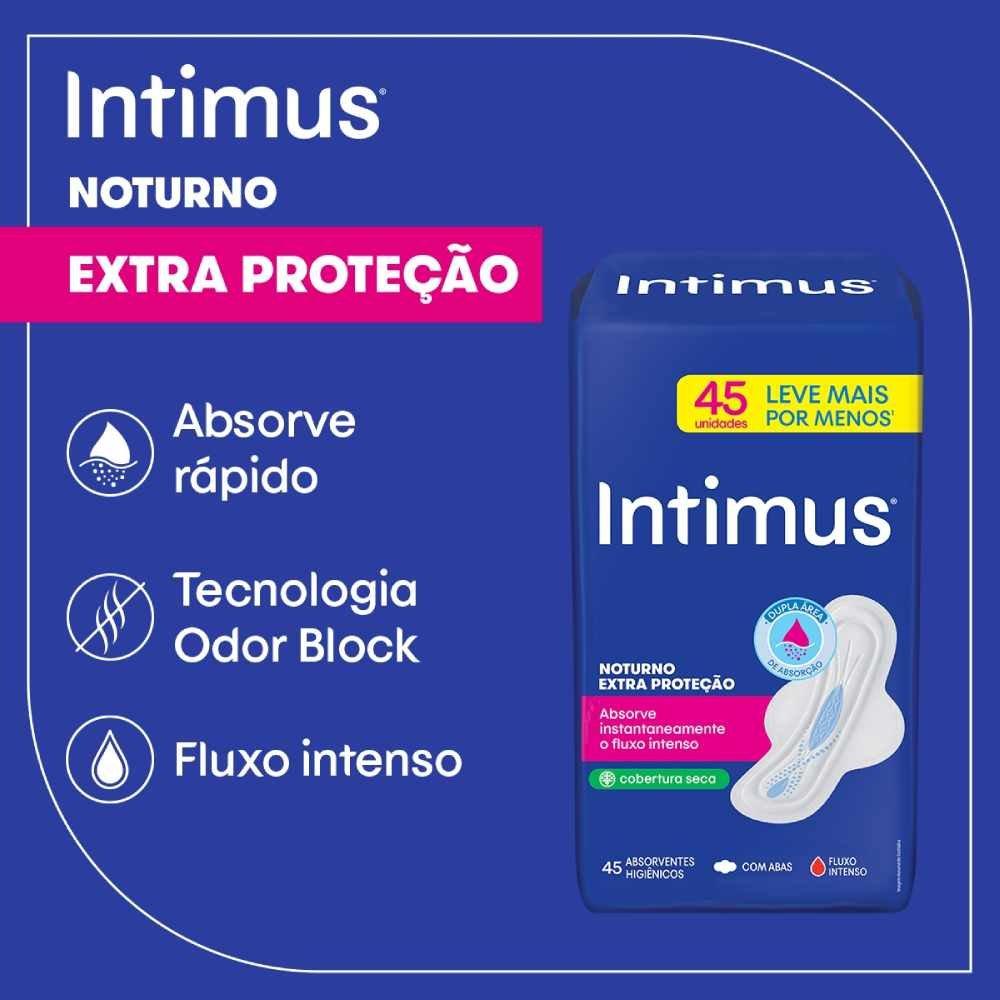 Absorvente Intimus Noturno Extra Proteção Seca Com Abas 45 Unidades - 2