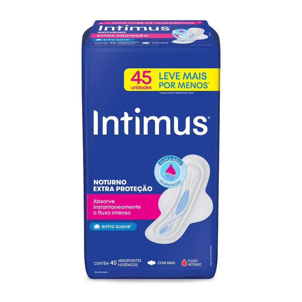 Absorvente Intimus Noturno Extra Proteção Suave Com Abas 45 Unidades - 1
