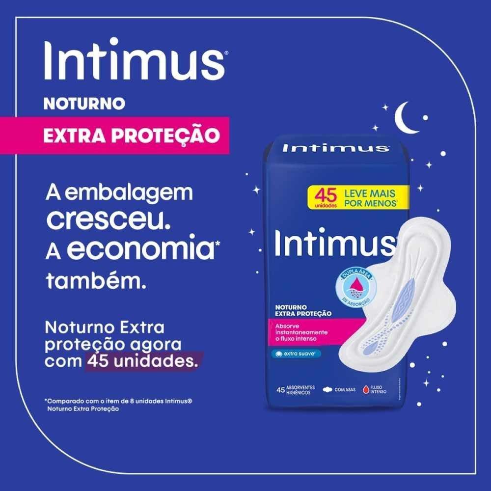Absorvente Intimus Noturno Extra Proteção Suave Com Abas 45 Unidades - 6