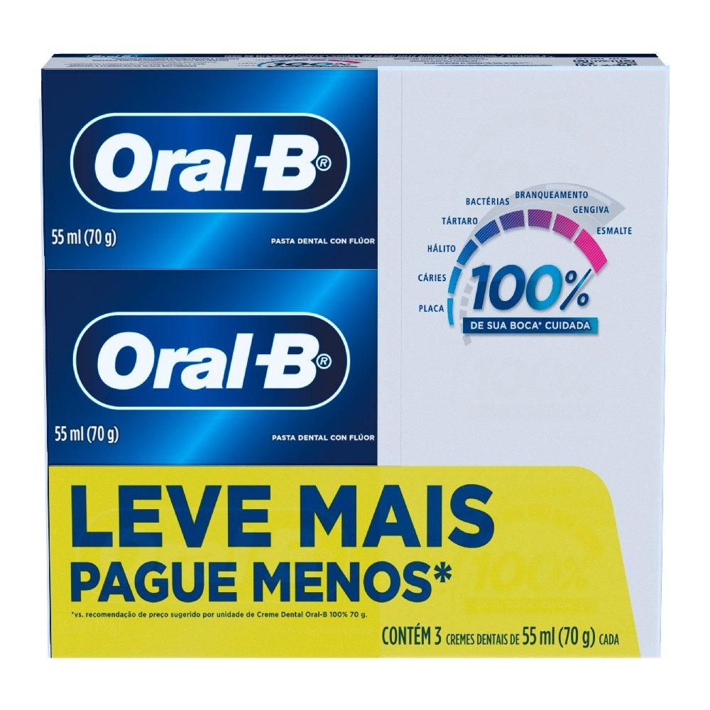 Kit Creme Dental Oral-b 100% 3 Unidades 70g Cada - 1