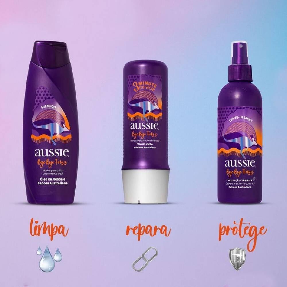 Kit Aussie Bye Bye Frizz Shampoo 180ml + Creme De Tratamento 3 Minutos Milagrosos 236ml - 2
