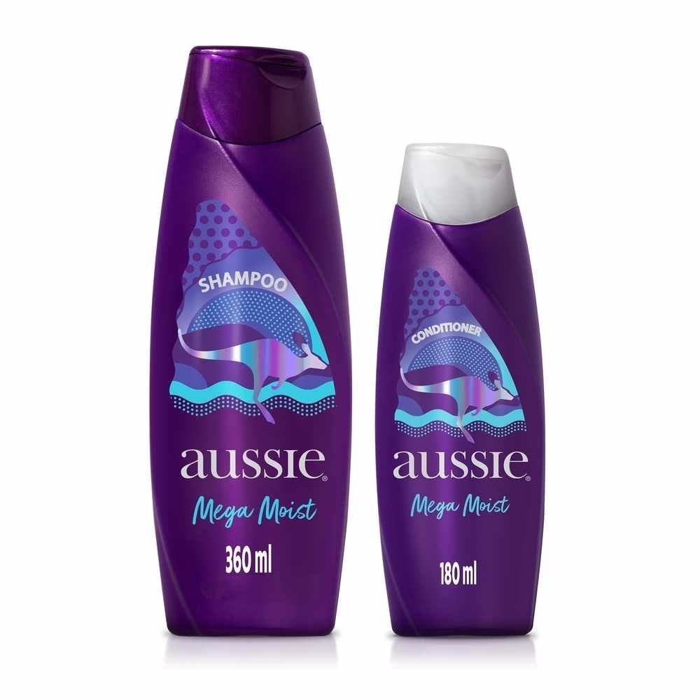 Kit Aussie Mega Moist Shampoo 360ml + Condicionador 180ml - 1