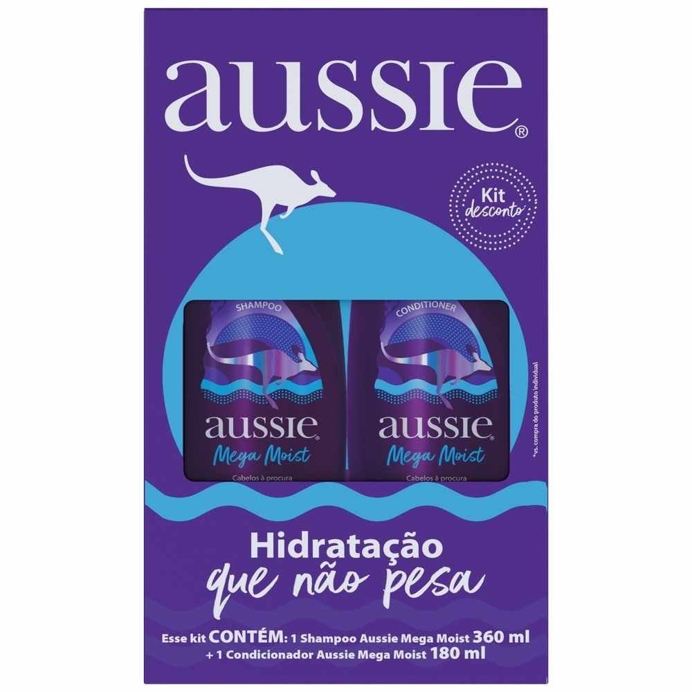 Kit Aussie Mega Moist Shampoo 360ml + Condicionador 180ml - 2