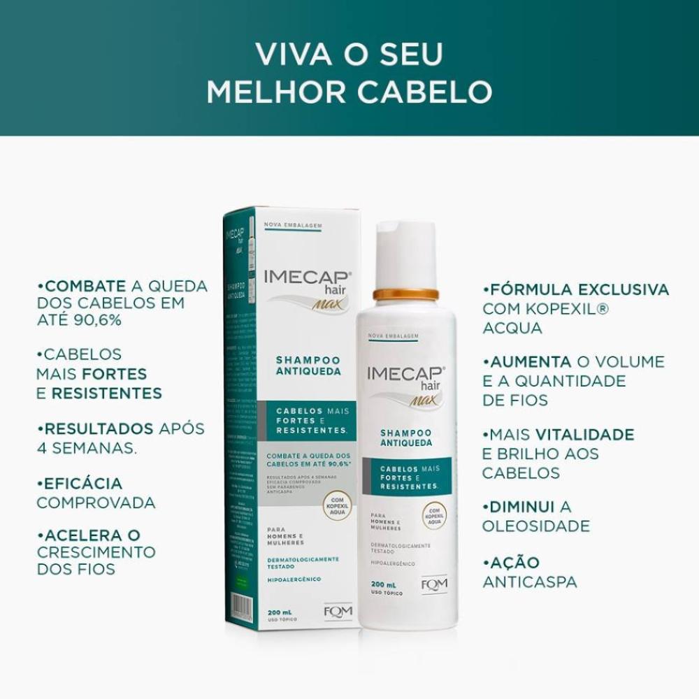 Shampoo Antiqueda Imecap Hair Max Combate A Queda Dos Cabelos 200ml - 6
