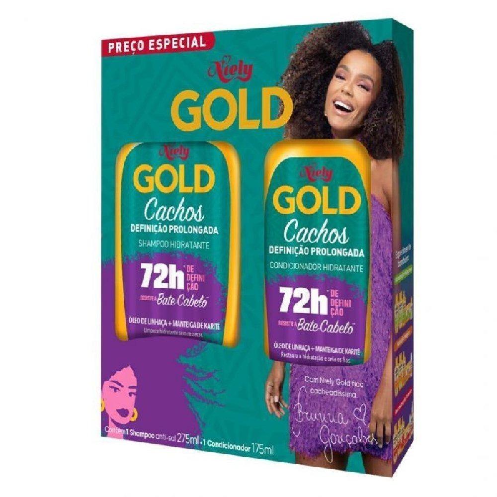 Kit Niely Gold Cachos Definição Prolongada Shampoo 275ml +condicionador 175ml - 1