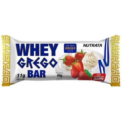 Barra De Proteína Nutrata Whey Grego Morango Com Chantilly 40g