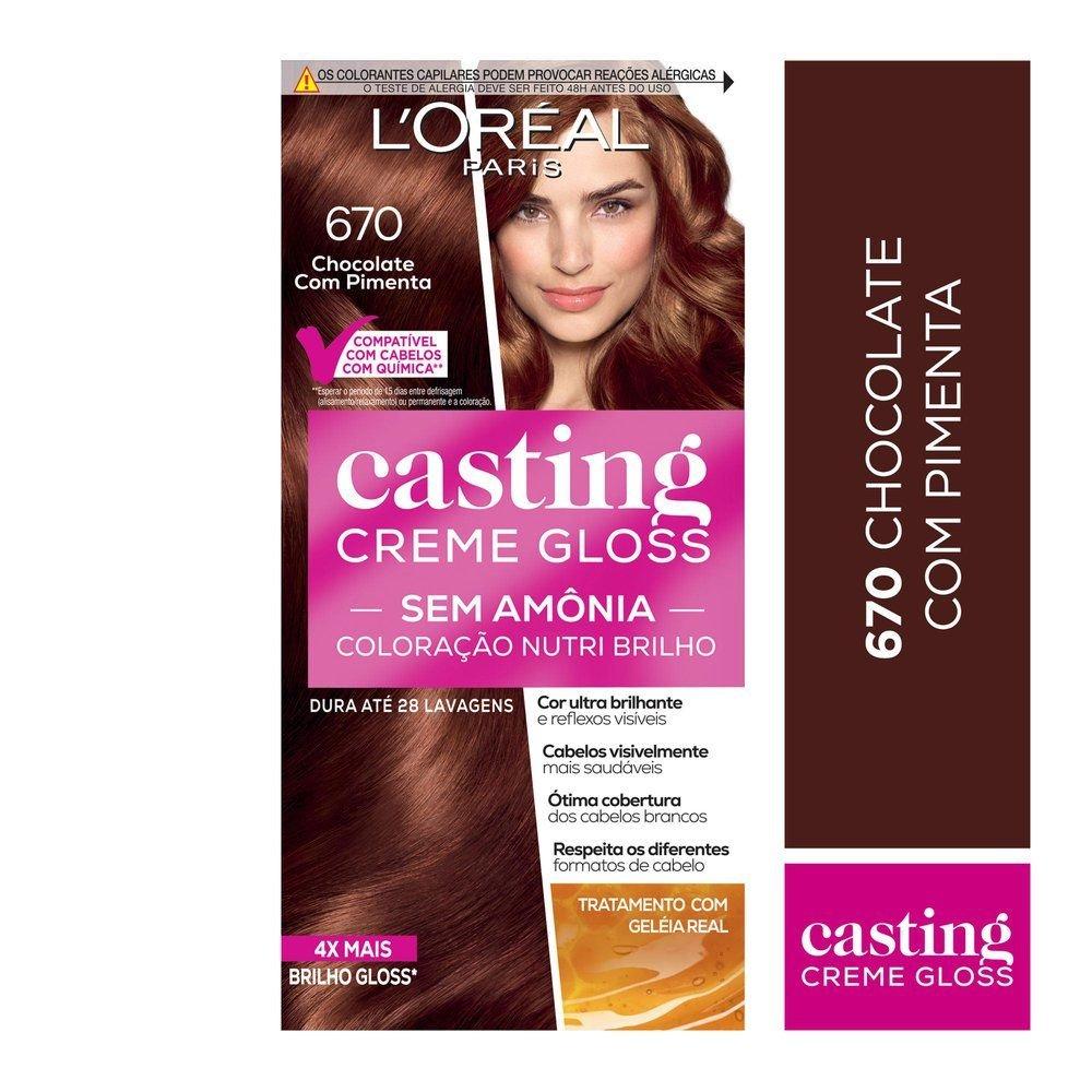 Tinta De Cabelo Casting Creme Gloss De L’oréal Paris 670 Chocolate Com Pimenta 246g - 1