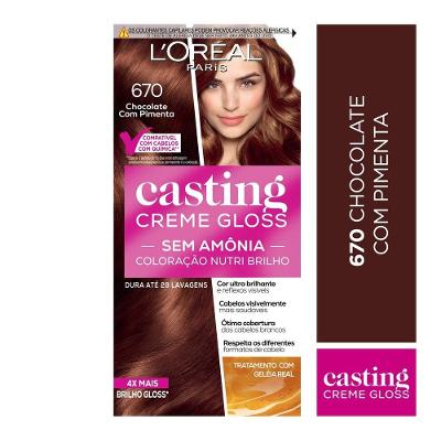 Tinta De Cabelo Casting Creme Gloss De L’oréal Paris 670 Chocolate Com Pimenta 246g