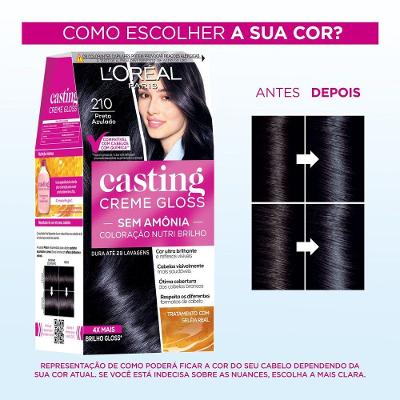 Tinta De Cabelo Casting Creme Gloss De L’oréal Paris 210 Preto Azulado 246g