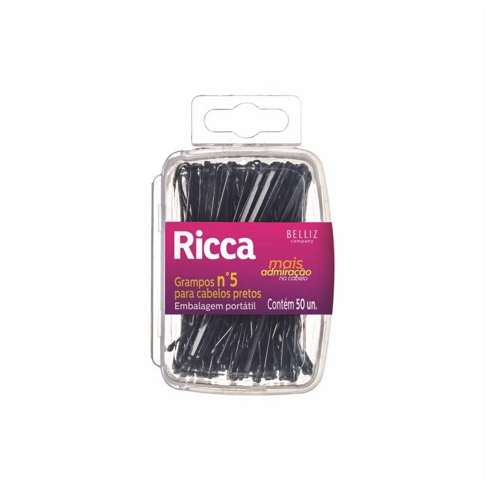 Grampo De Cabelo Ricca Nº5 Preto Caixa Pvc Com 50 Unidades - 1