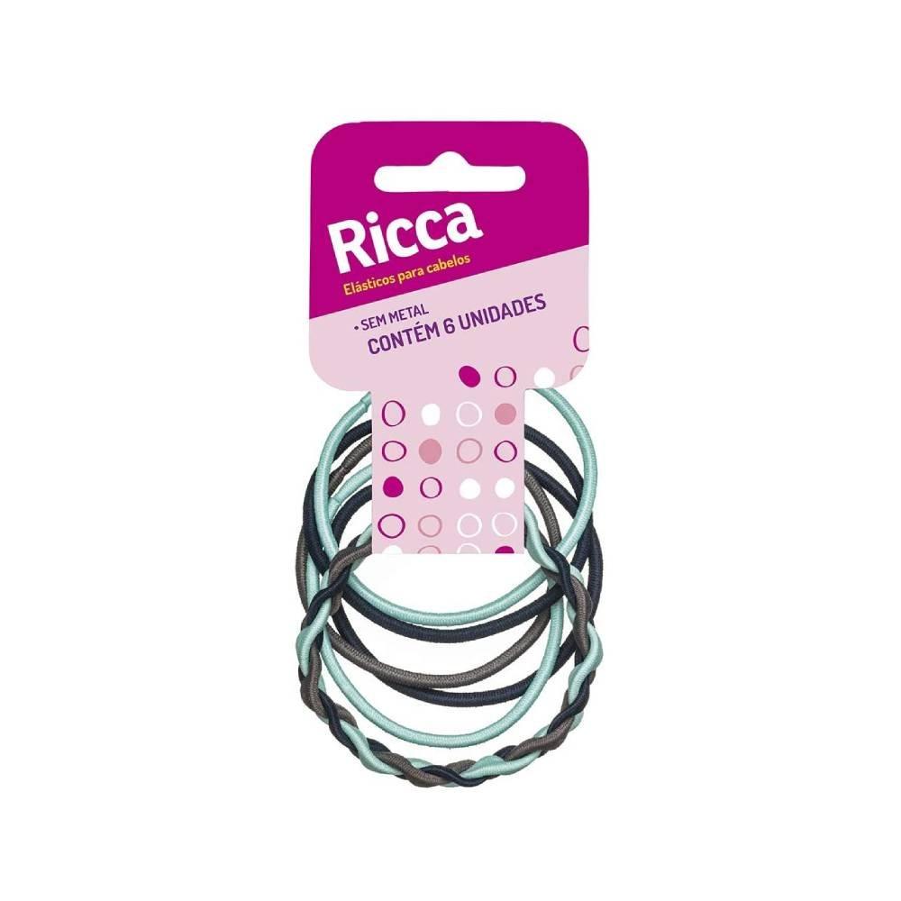 Elástico De Cabelo Ricca 2mm Trançado Cinza Azul 6 Unidades - 1