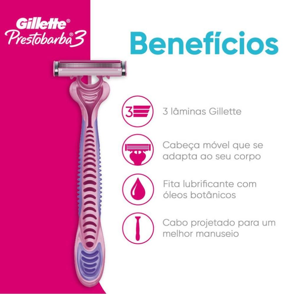 Aparelho De Depilação Descartável Gillette Prestobarba3 Com Óleos Botânicos 2 Unidades - 2