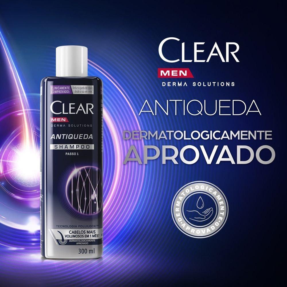 Shampoo Clear Men Derma Solution Antiqueda Com 300ml - 5