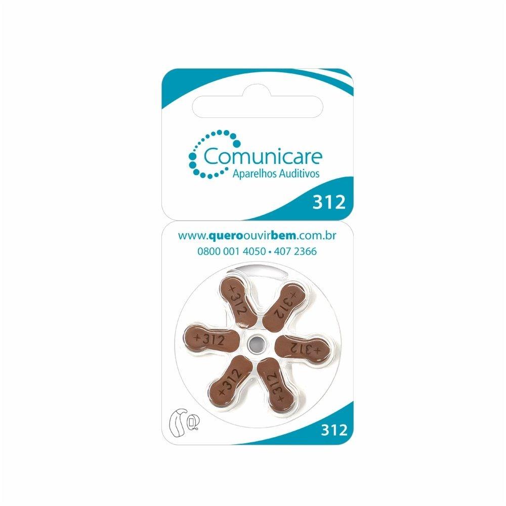 Pilha Para Aparelho Auditivo Comunicare +312 Com 6 Unidade - 1