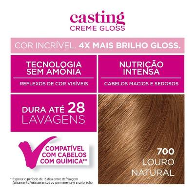 Tinta De Cabelo Casting Creme Gloss De L’oréal Paris 700 Louro Natural 246g