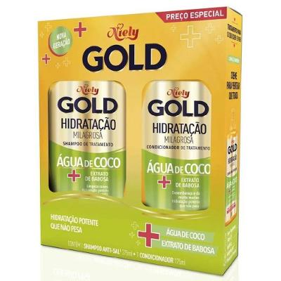 Kit Niely Gold Hidratação Milagrosa Shampoo 275ml + Condicionador 175ml