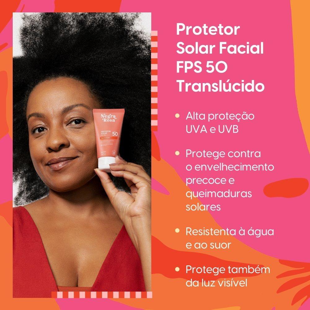 Protetor Solar Facial Negra Rosa Translúcido Fps50 40g - 4