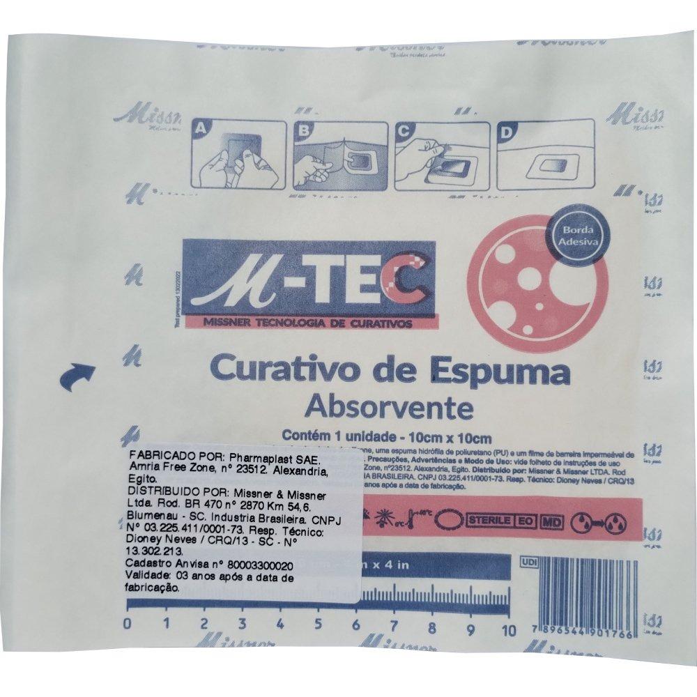 Curativo Espuma Absorvente Silicone Com Borda M-tec Missner 10cm X 10cm - 1