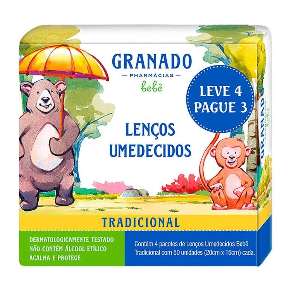 Lenços Umedecidos Granado Bebê Tradicional Leve 4 Pague 3 Com 50 Unidades Cada - 1