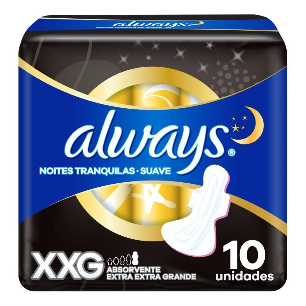 Absorvente Always Tamanho Xxg Suave Com Abas Noites Tranquilas 10 Unidades - 1