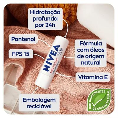 Protetor Labial Nivea Med Repair Fps15 4,8g