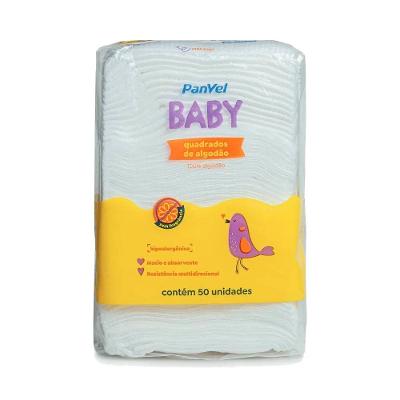 Algodão Quadrado Panvel Baby Com 50 Unidades