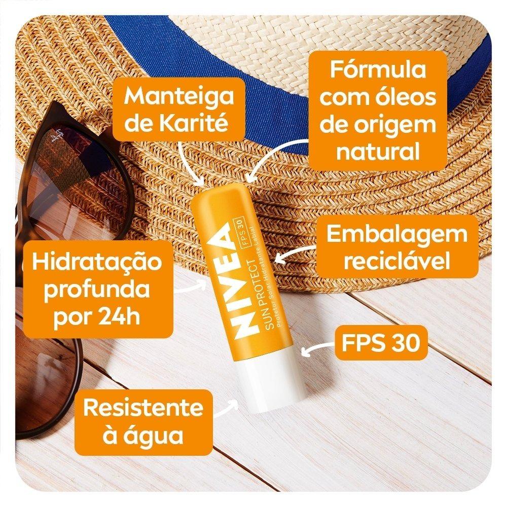 Protetor Solar Hidratante Labial Nivea Sun Protect Alta Proteção Fps 30 4,8g - 3