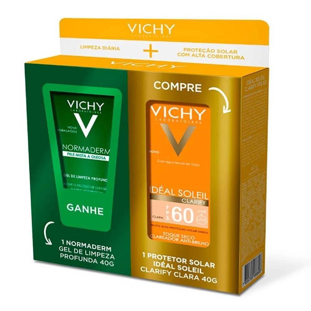 Kit Protetor Solar Vichy Ideal Soleil Clarify Clara Fps60 40g Ganhe Gel De Limpeza Normaderm 40g - 1