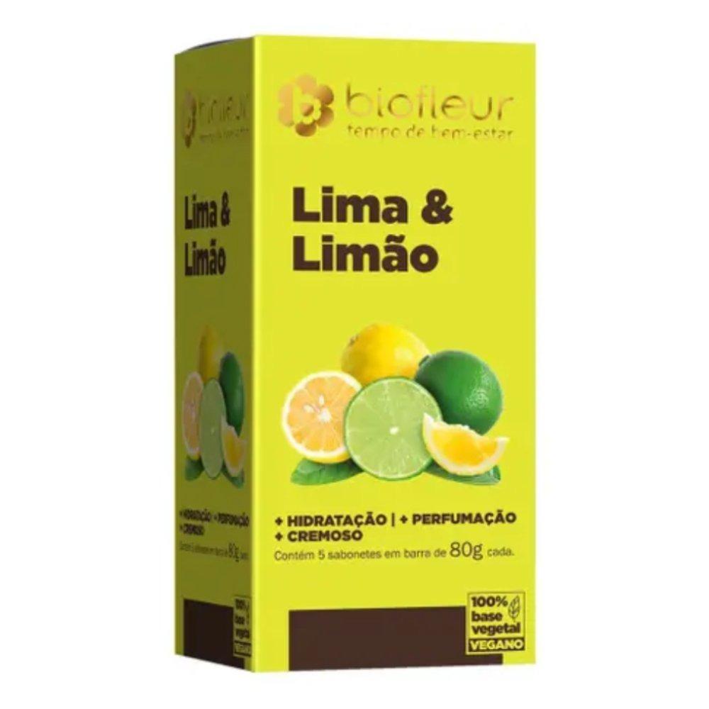 Kit Sabonete Em Barra Biofleur Lima & Limão 5 Unidades Com 80g Cada - 1