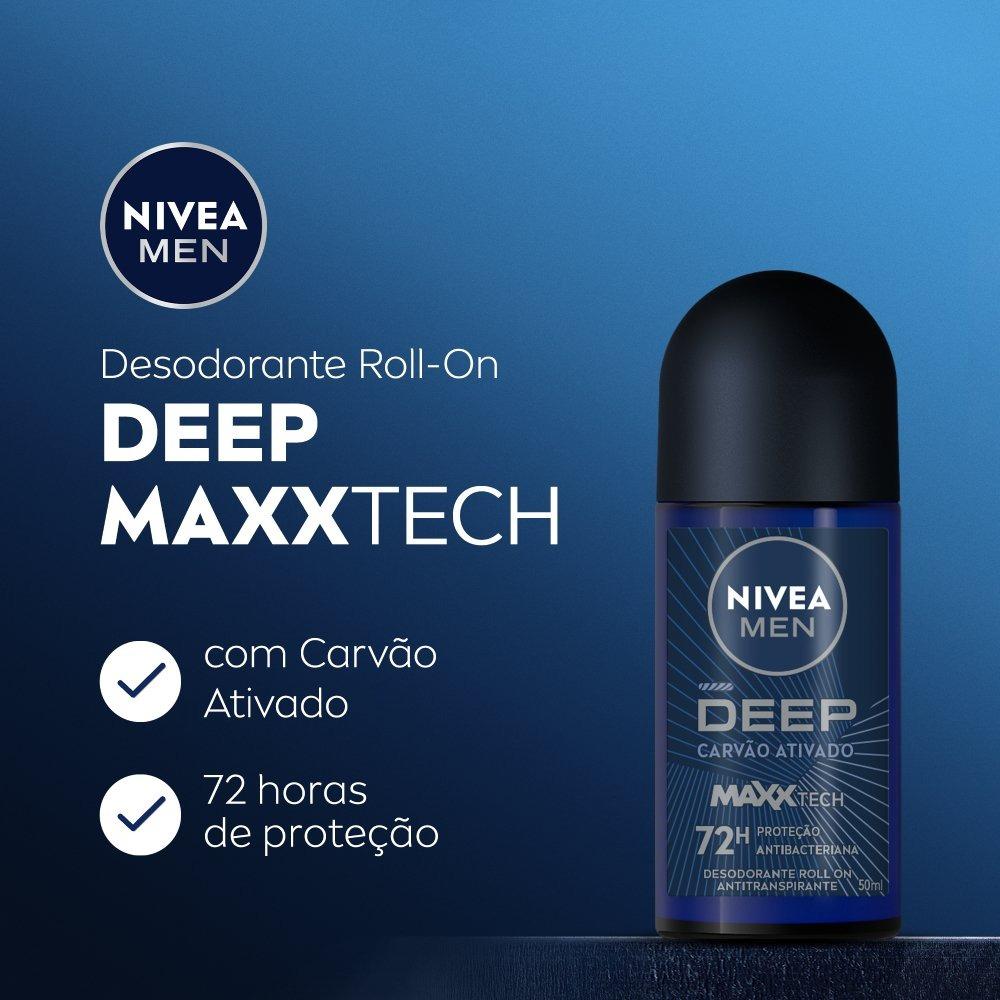 Desodorante Antitranspirante Roll-on Nivea Men Deep Maxxtech Carvão Ativado 50ml - 2