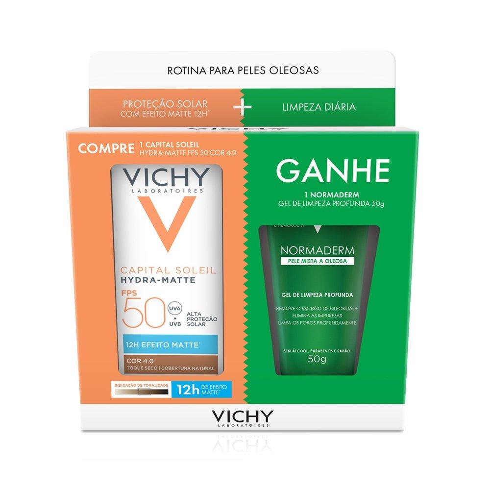 Kit Vichy Protetor Solar Facial Capital Soleil Hydra Matte Cor 4.0 Fps50 30g + Gel Normaderm 40g - 1
