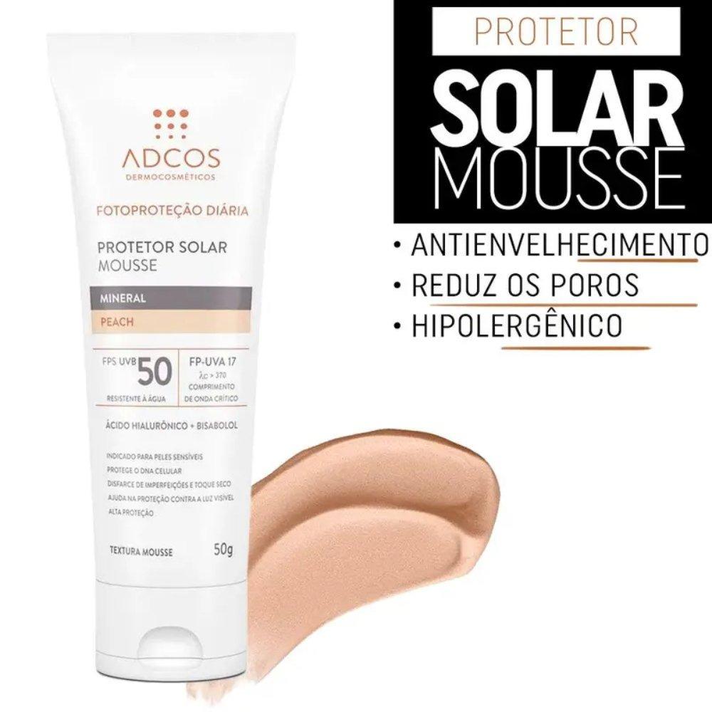 Protetor Solar Facial Adcos Mousse Peach Fps50 40g - 3