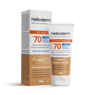 Protetor Solar Facial Helioderm Fps70 Cor 4.0 50g